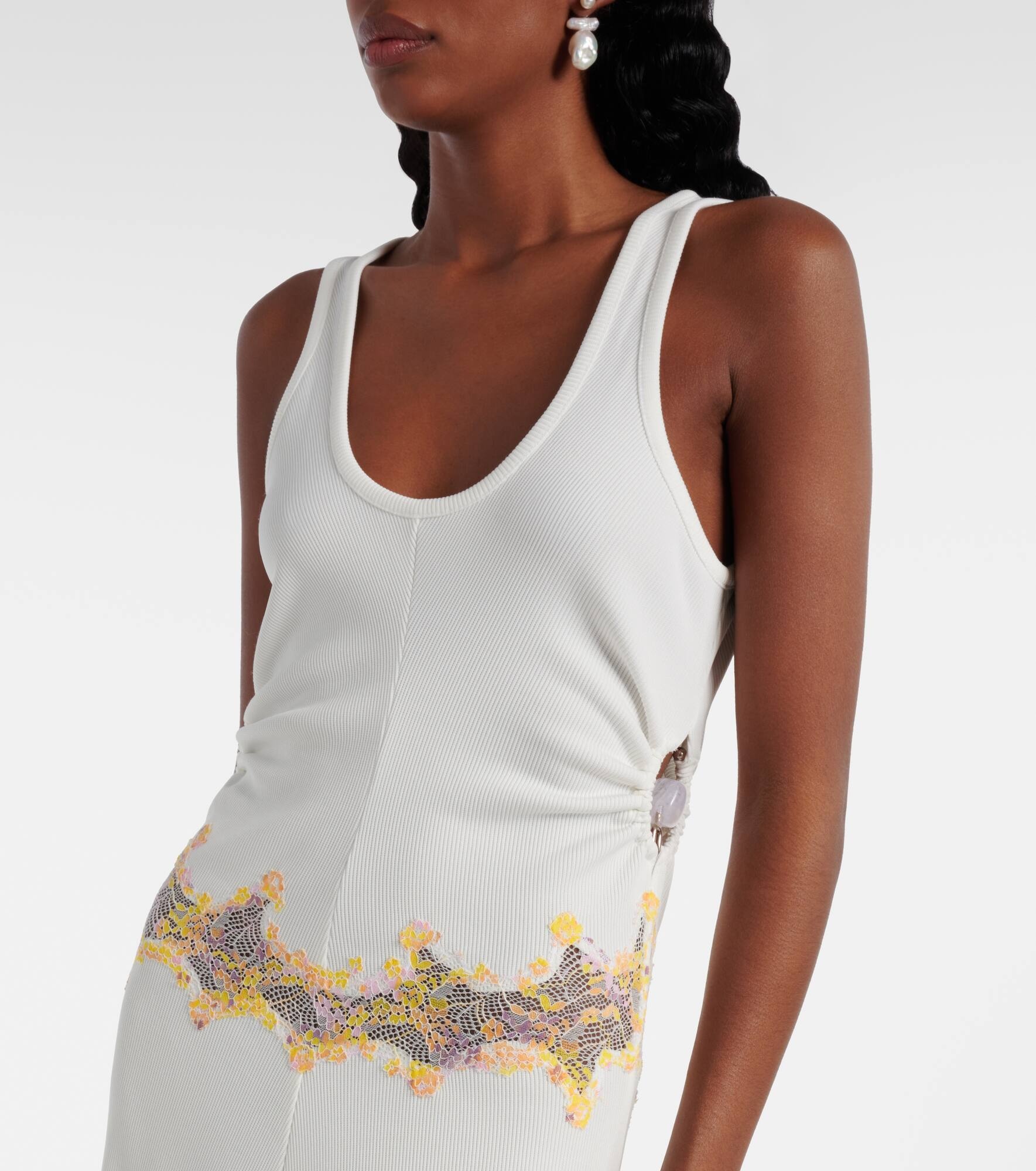 Crystal Orbit lace-trimmed maxi dress - 4