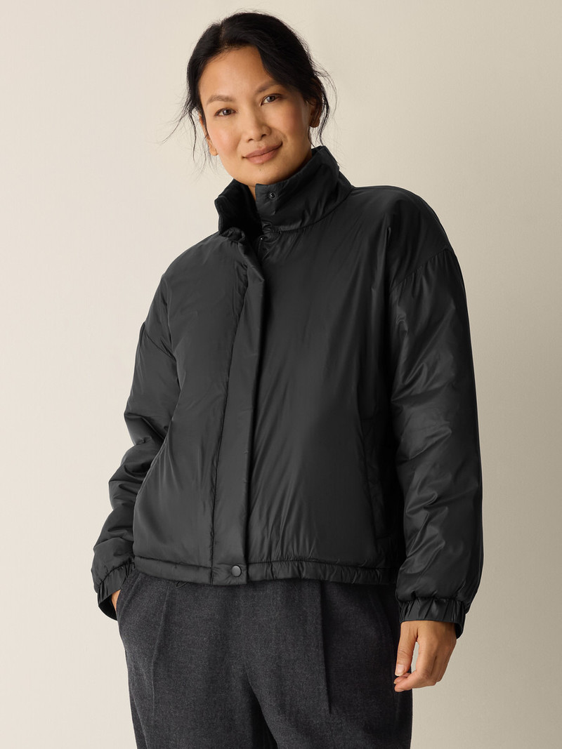 EILEEN FISHER Eggshell Recycled Nylon Stand Collar Jacket outlook