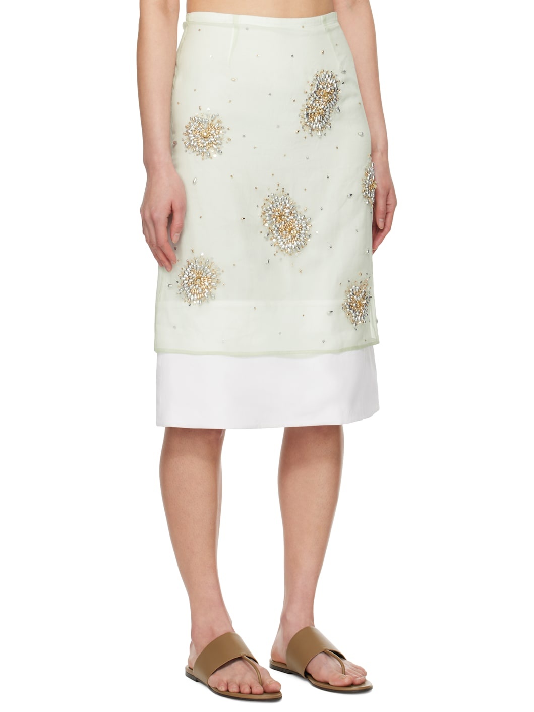 Green Triumph Embroidered Midi Skirt - 2