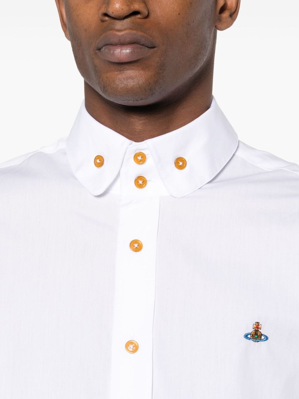 logo-embroidered cotton shirt - 5