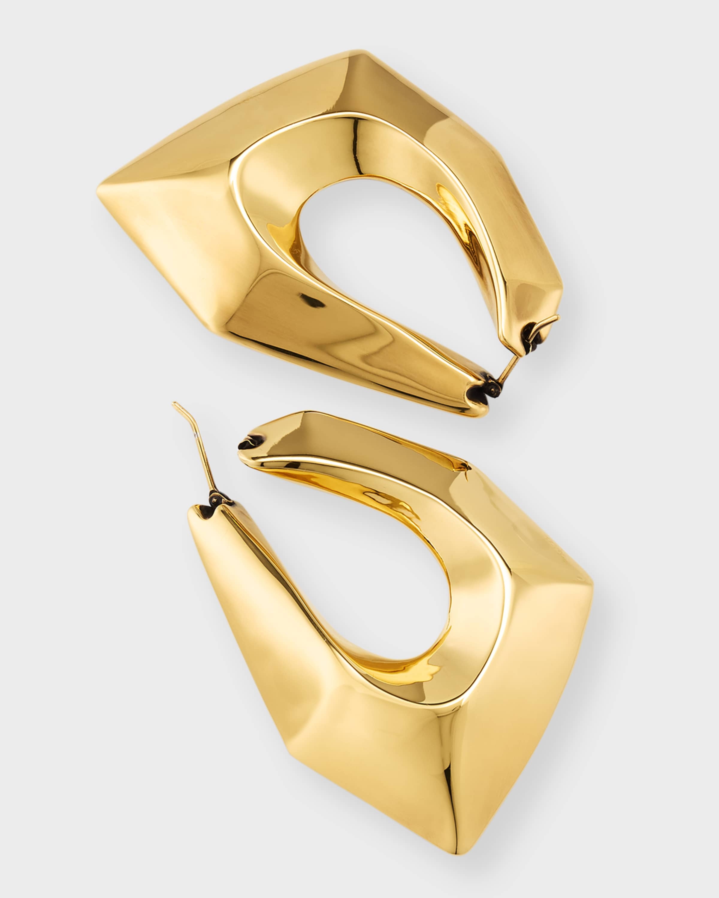 Modernist Hoop Earrings, Gold - 2