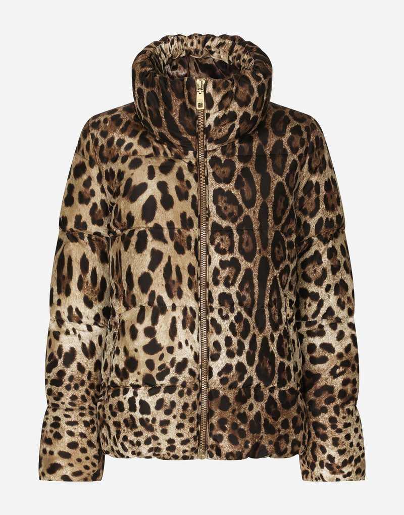 Padded leopard-print nylon jacket 1