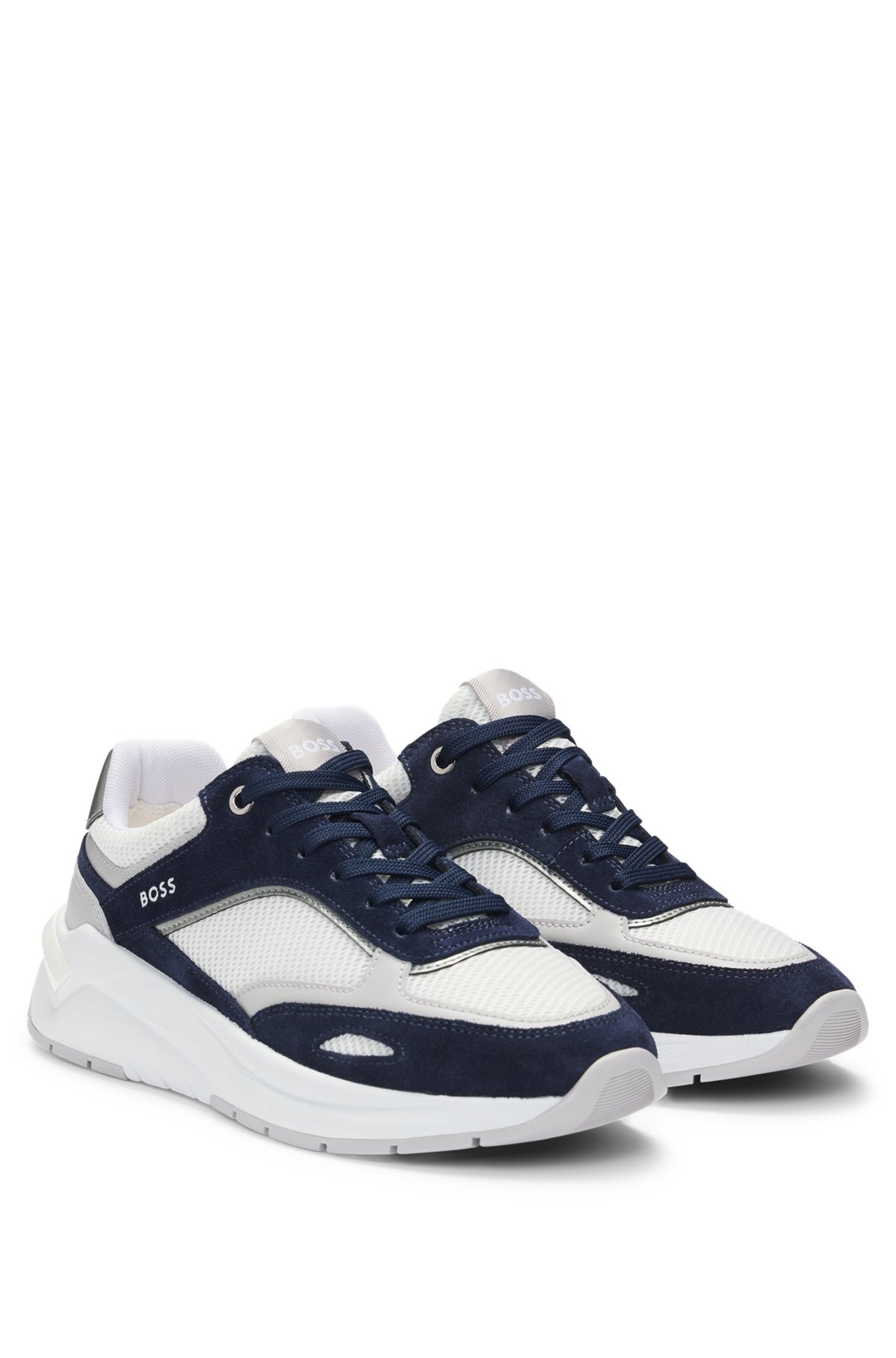 MIXED-MATERIAL TRAINERS WITH SUEDE AND MESH - 2