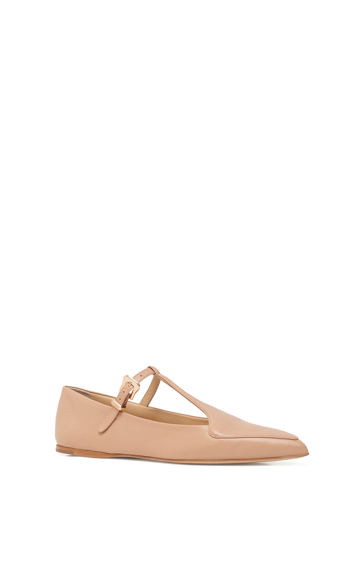 Liv Ballerina Flat Shoe in Nude Nappa Leather - 2
