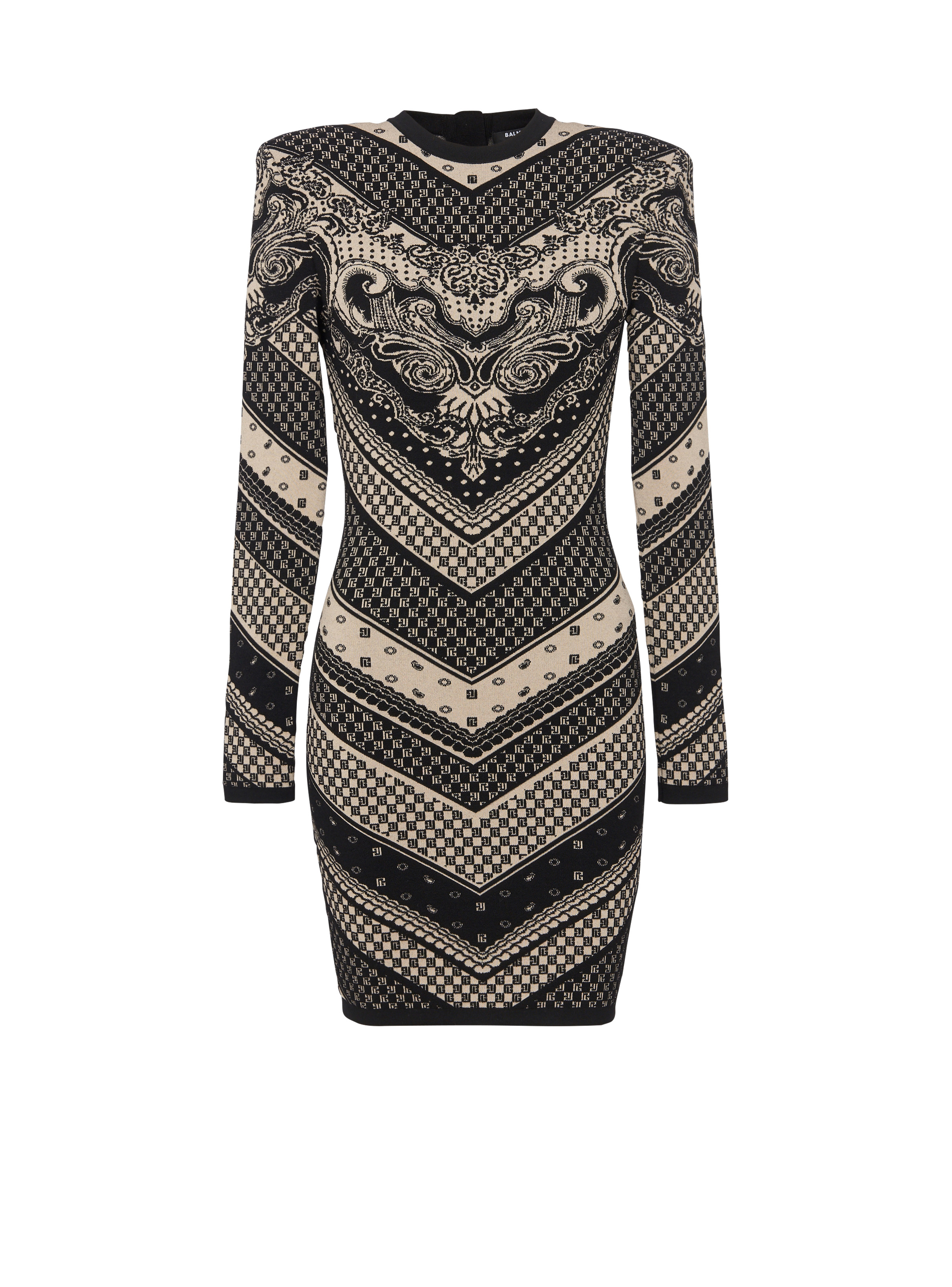 Monogram and paisley knit short dress - 1