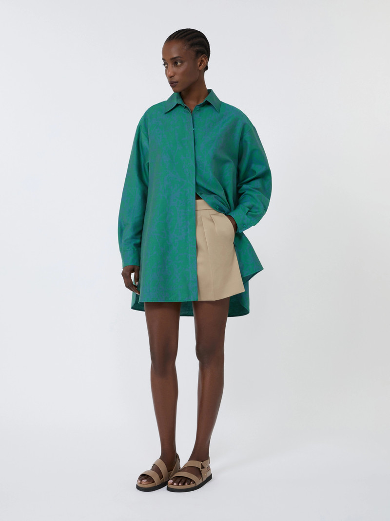 Max Mara TABACCO Stretch cotton satin shorts - KAKI outlook