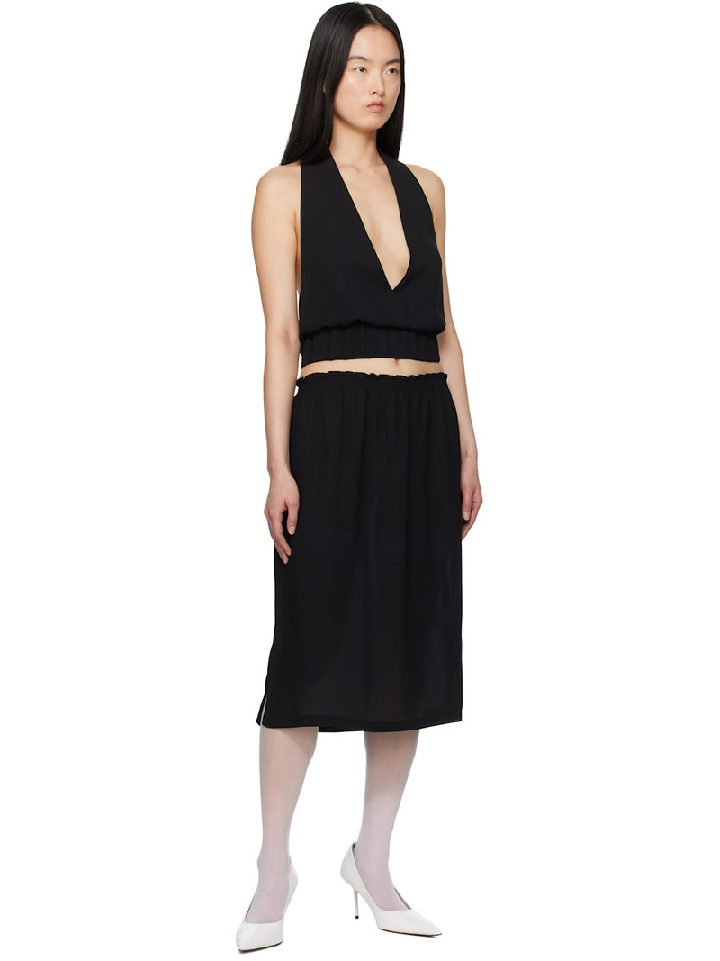 ASHLEY WILLIAMS Black Smocked-Waist Midi Skirt outlook