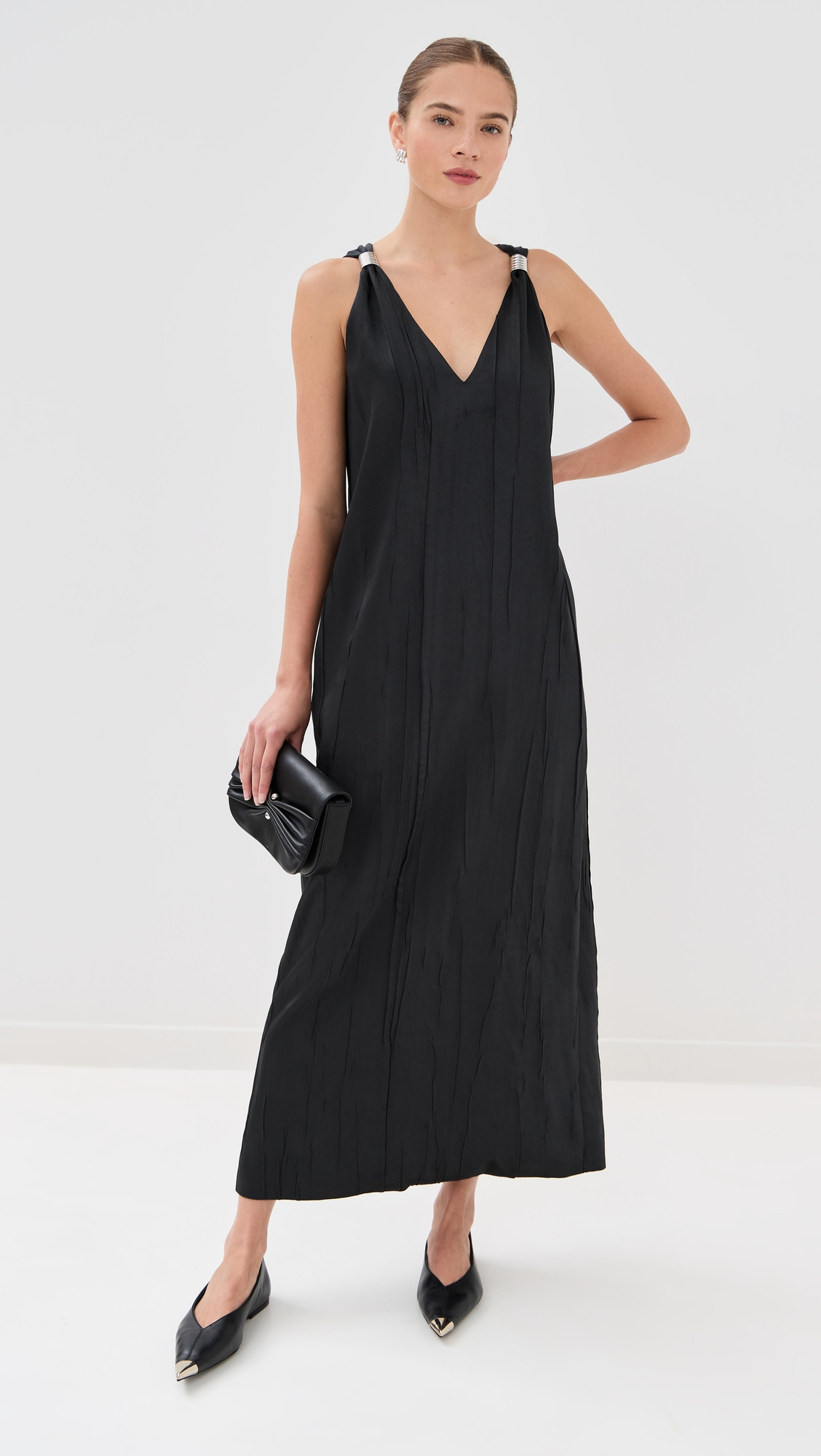 The Keke Deep V Shift Midi Dress - 4