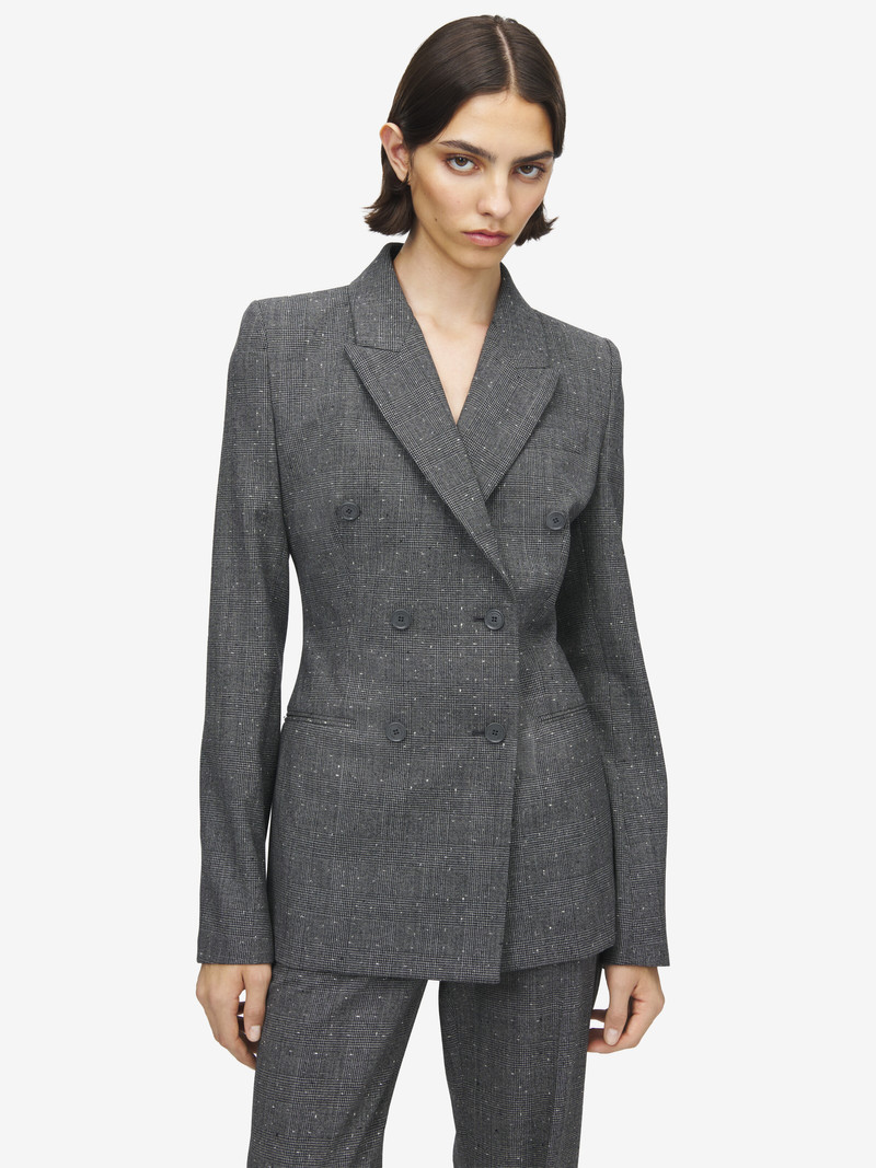 Alexander McQueen Flecked Glen Check Double-breasted Jacket outlook