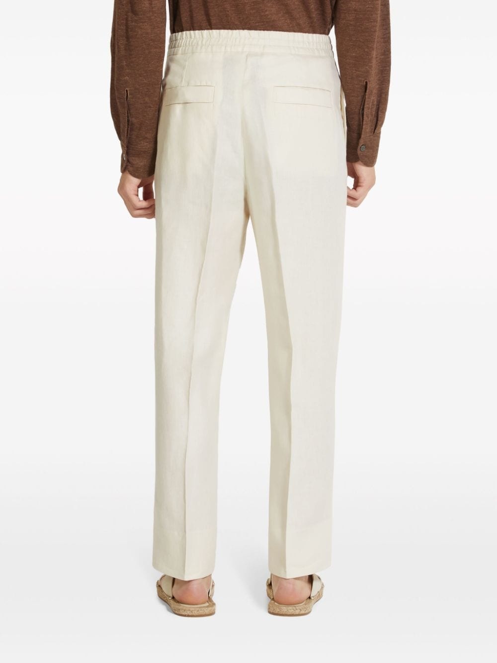 Oasi tapered-leg linen trousers - 4