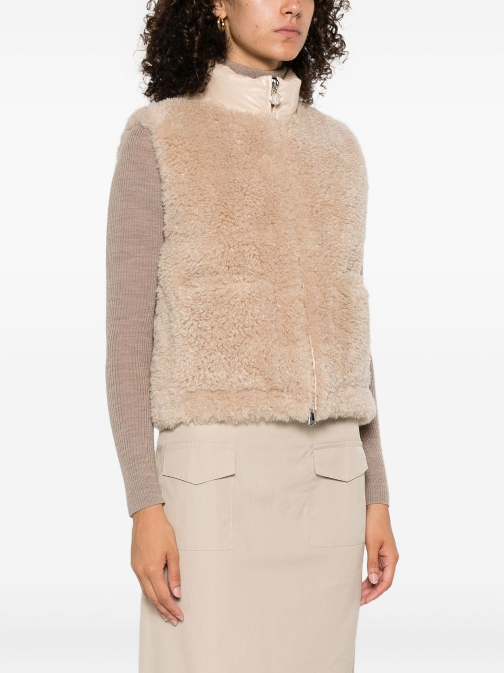 quilted shearling vest - 3