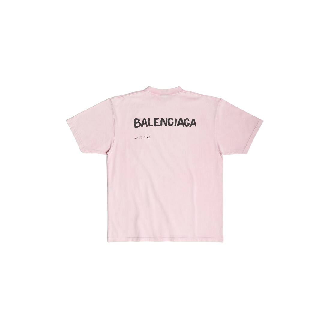 Women's Hand Drawn Balenciaga T-shirt Large Fit in Pink - 2