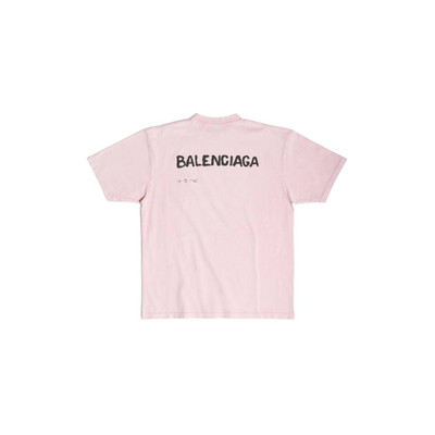BALENCIAGA Women's Hand Drawn Balenciaga T-shirt Large Fit in Pink outlook