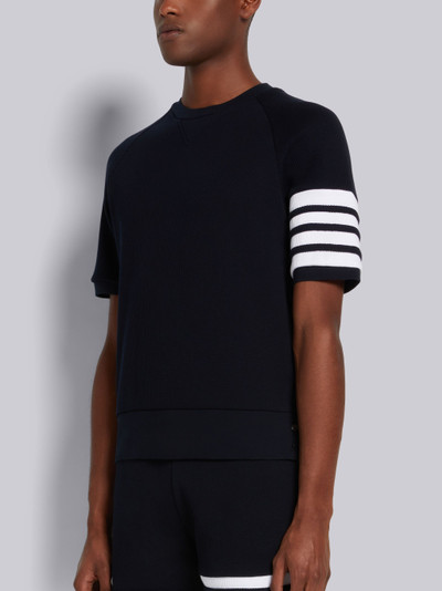 Thom Browne Navy Compact Waffle 4-Bar Short Sleeve Sweatshirt outlook