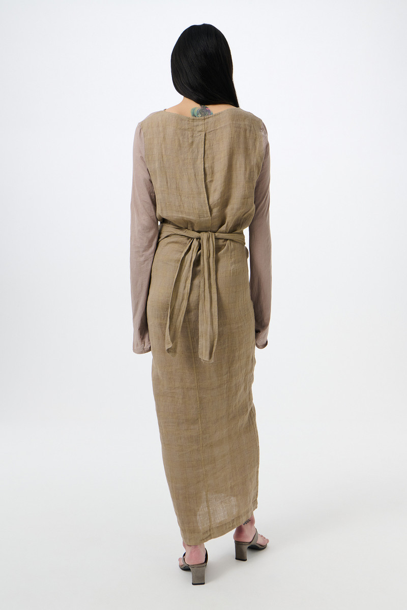 Twisted Dress Vacay Check Gauze Linen 6