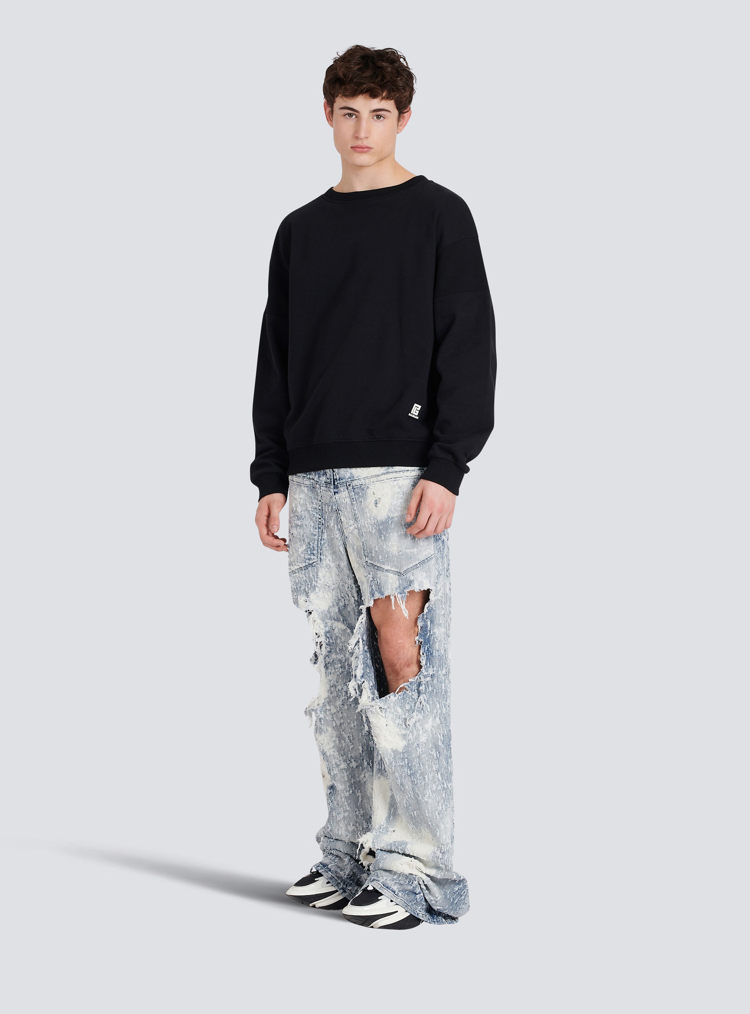 Eco-designed cotton sweatshirt with Balmain logo print - 3