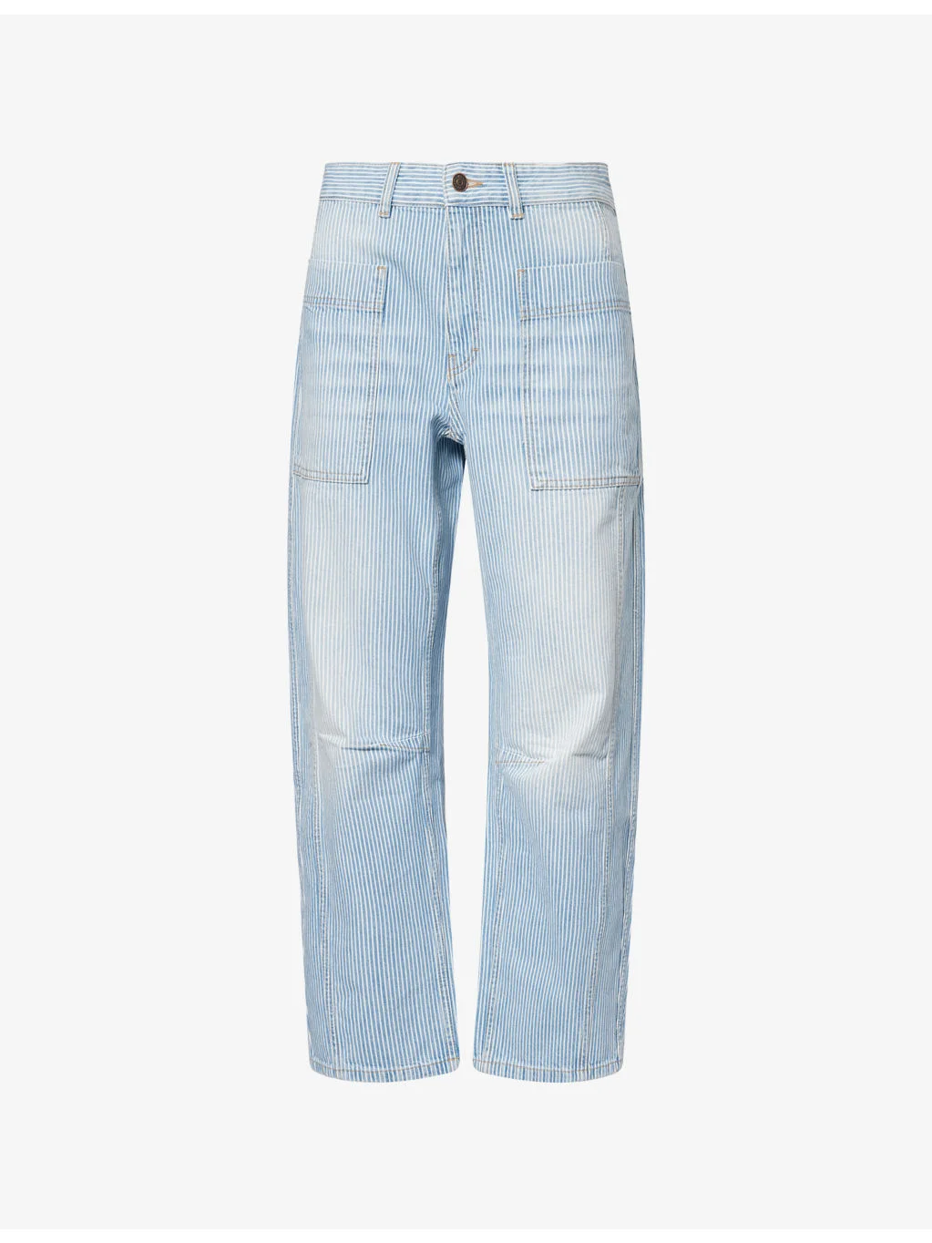 Pinstripe Barrel-Leg Denim Jeans - 1