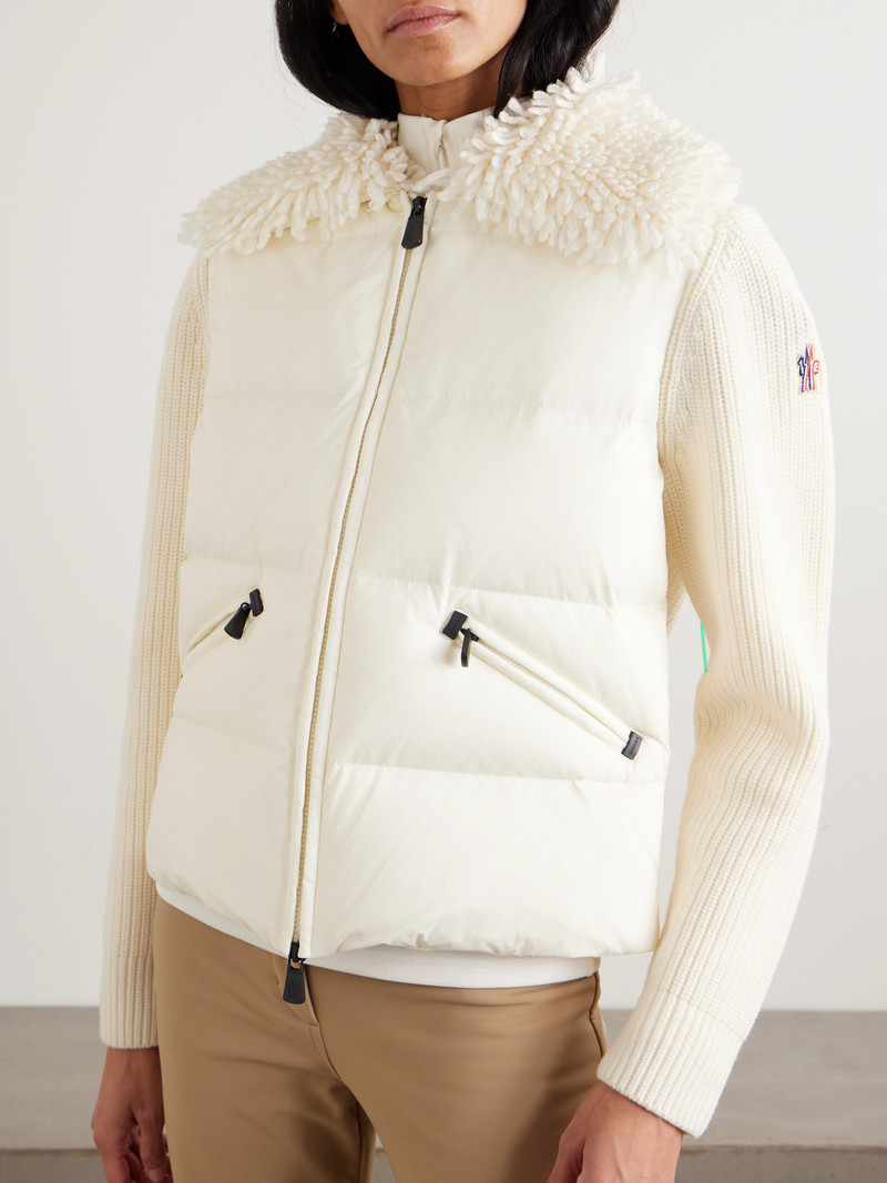 Fleece And Quilted Shell-paneled Ribbed Wool Cardigan 4
