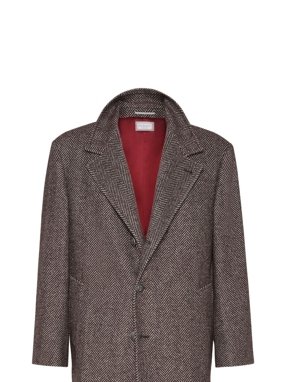 herringbone single-breasted coat - 7