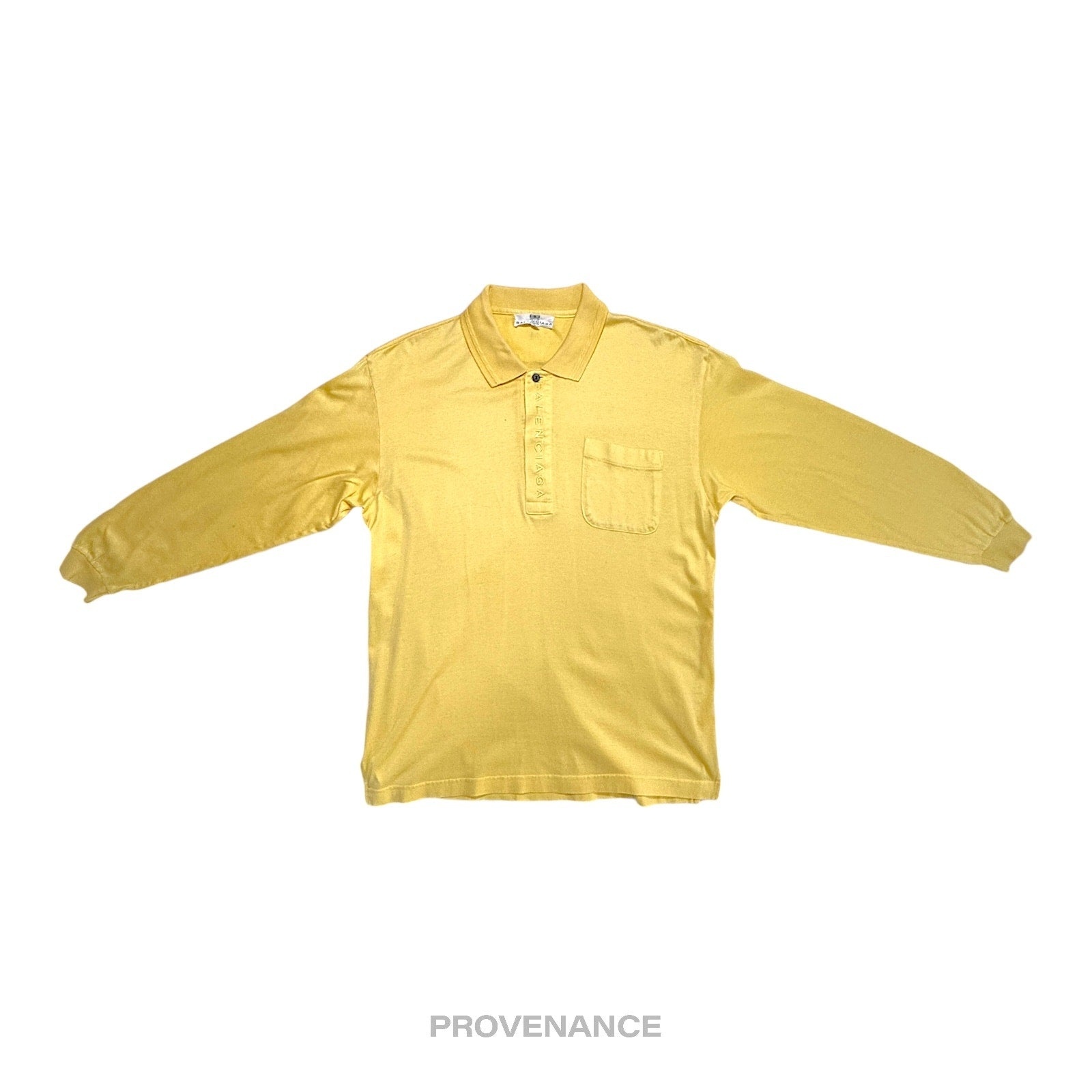 BALENCIAGA Balenciaga Logo Long Sleeve Polo Shirt Powder Yellow M provenance REVERSIBLE