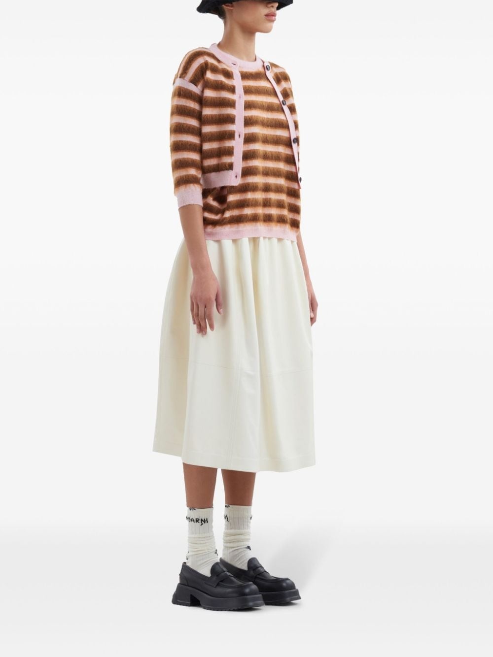 striped brushed wool cardigan - 2