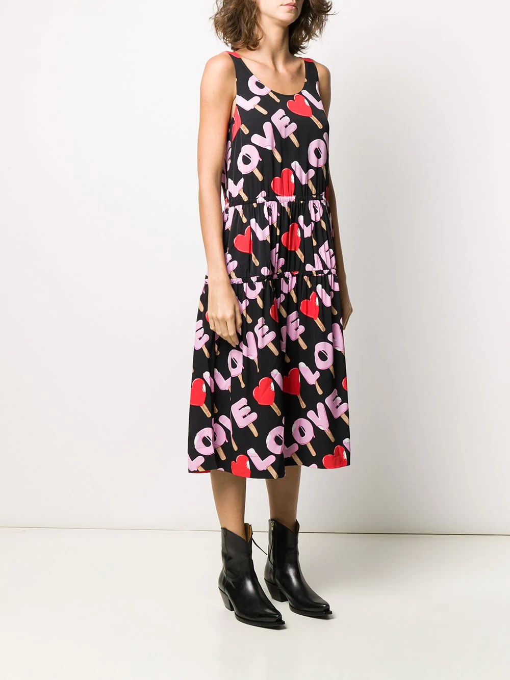 graphic-print flared dress - 3