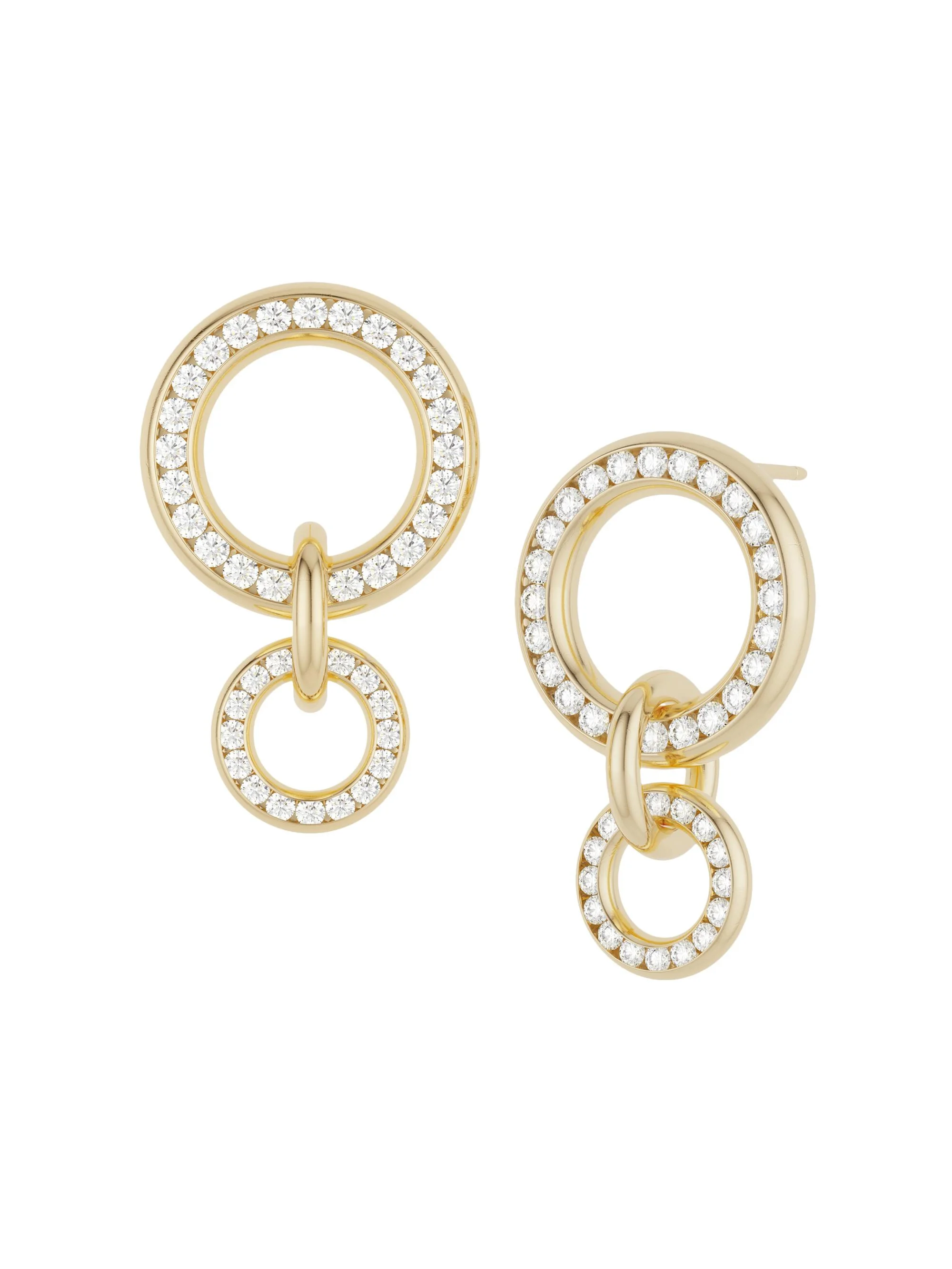 Women's Canis 18K Yellow Gold & Diamond Interlocking Drop-Hoop Earrings - Gold - 1