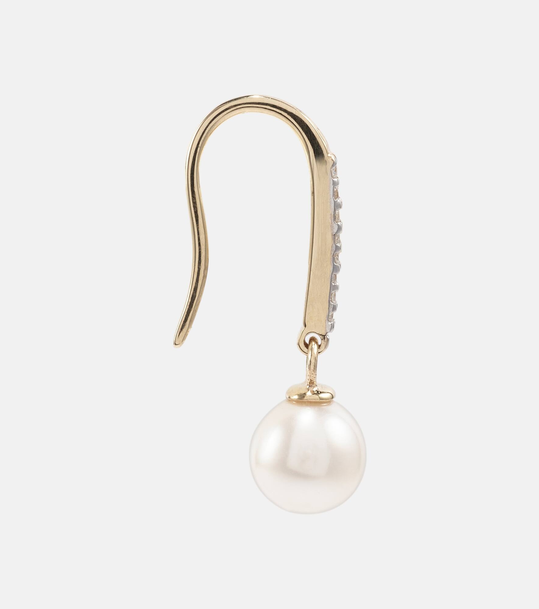 14kt gold drop earrings with diamonds and pearls - 2