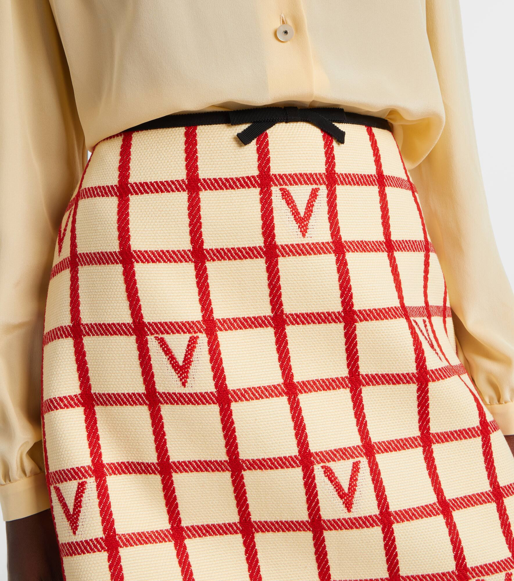 VLogo checked wool-blend miniskirt - 4