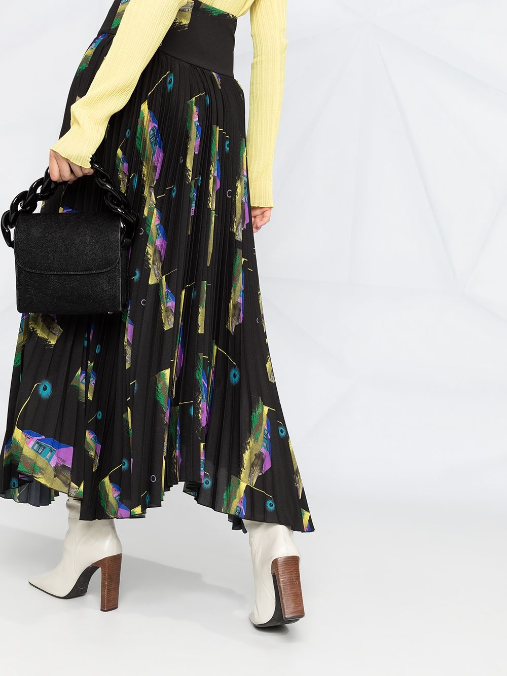 illustration-print pleated skirt - 3