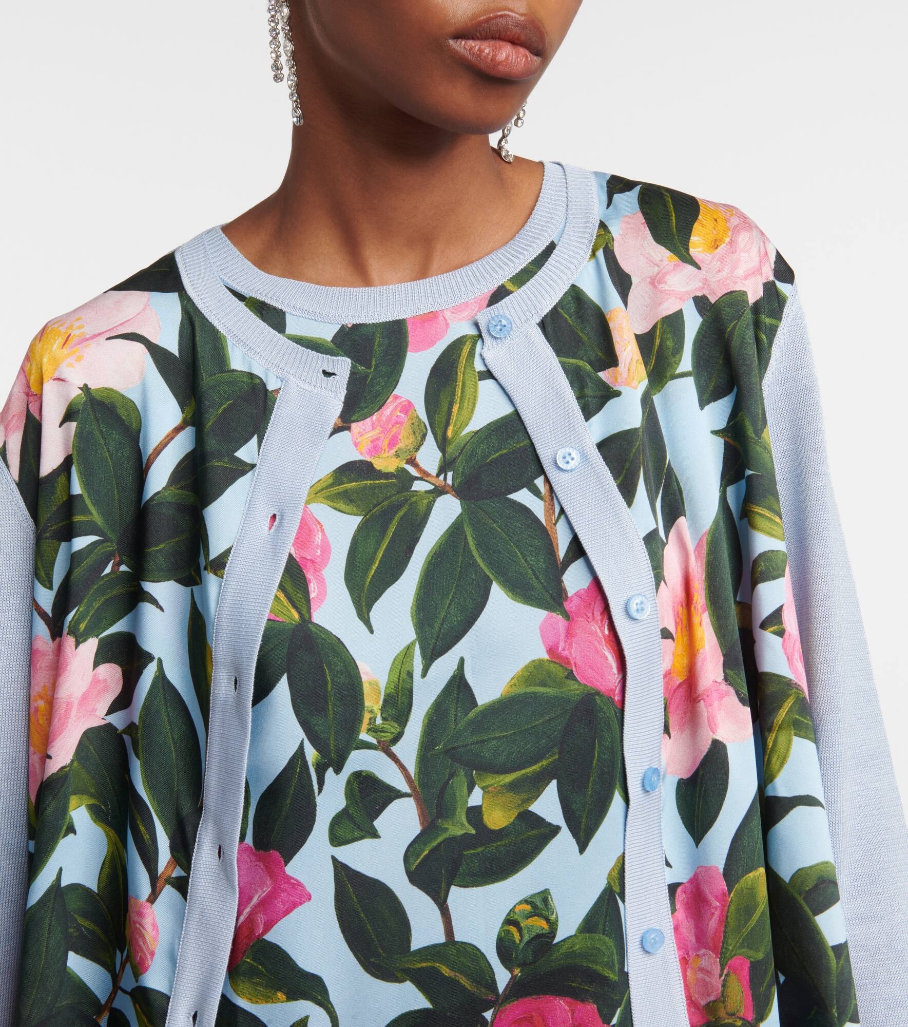 Printed silk-trimmed cardigan - 4