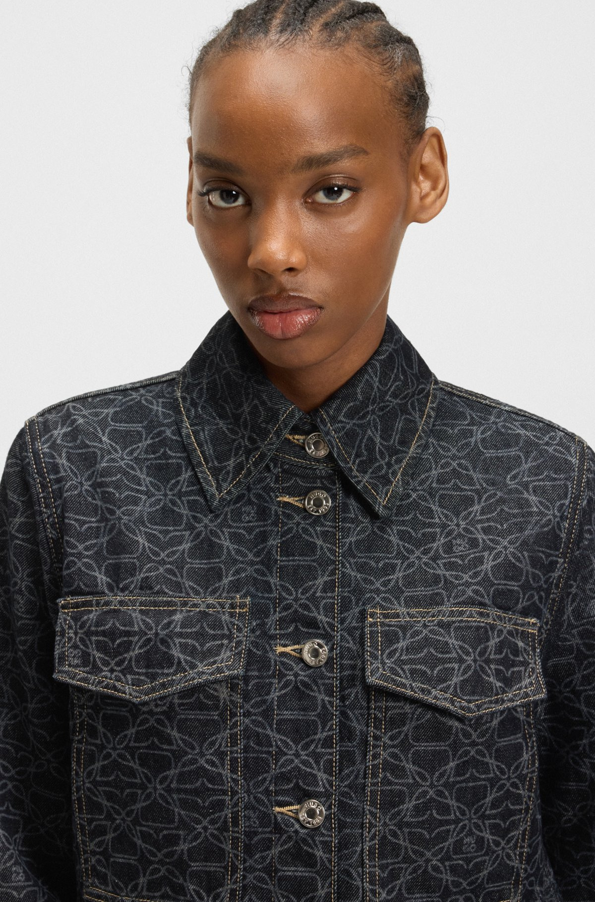 RIGID-DENIM JACKET WITH MONOGRAM LASER PRINT - 5