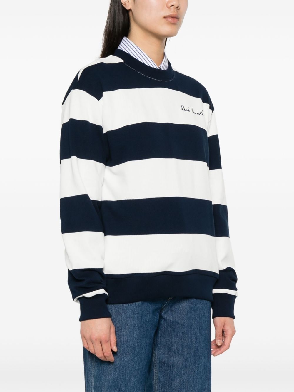 embroidered-logo striped sweatshirt - 3