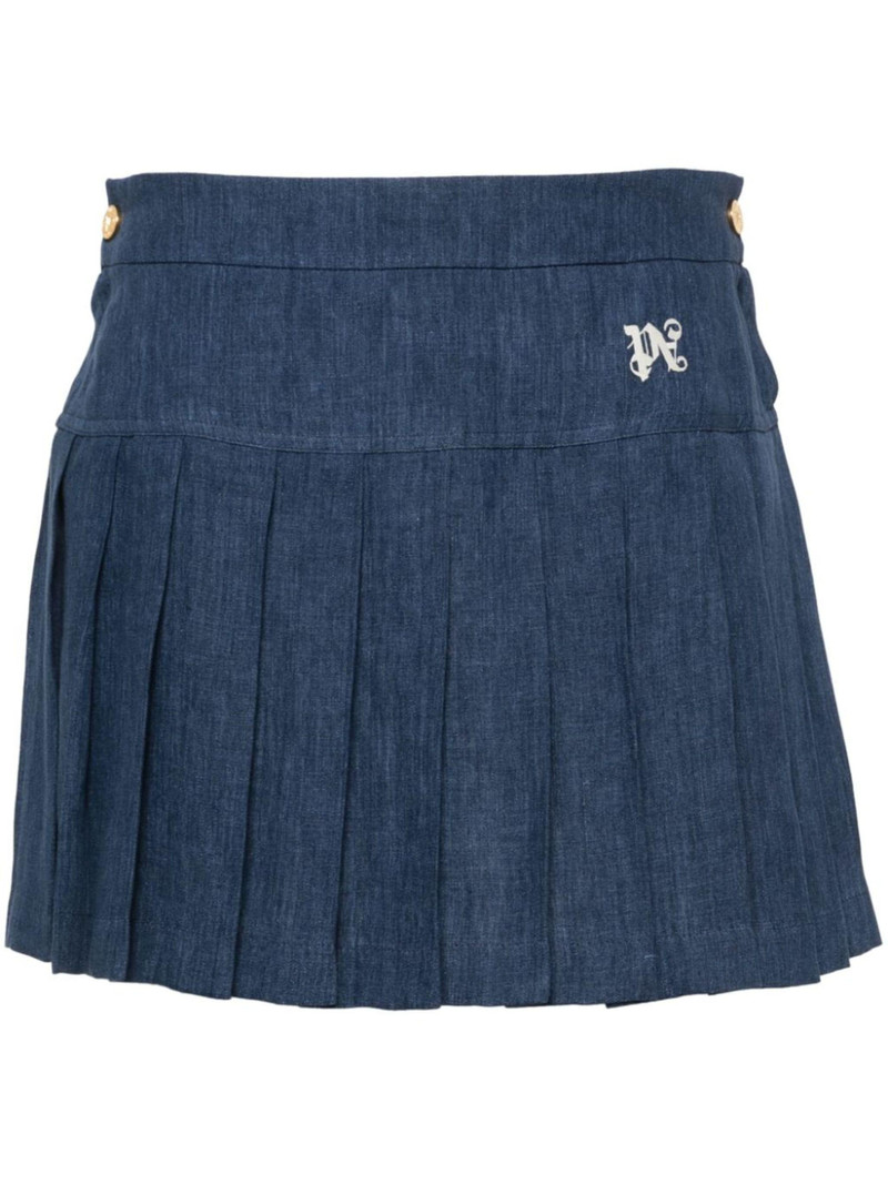 logo-embroidered pleated skirt 1