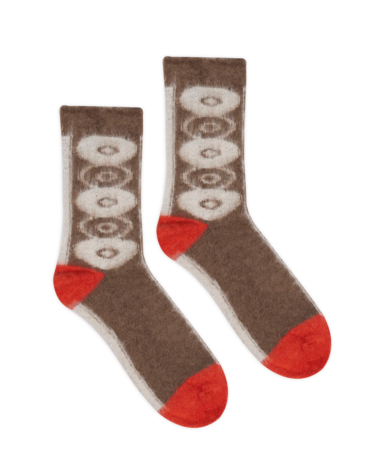 Brushed Oval Argyle Socks - Brown - 2