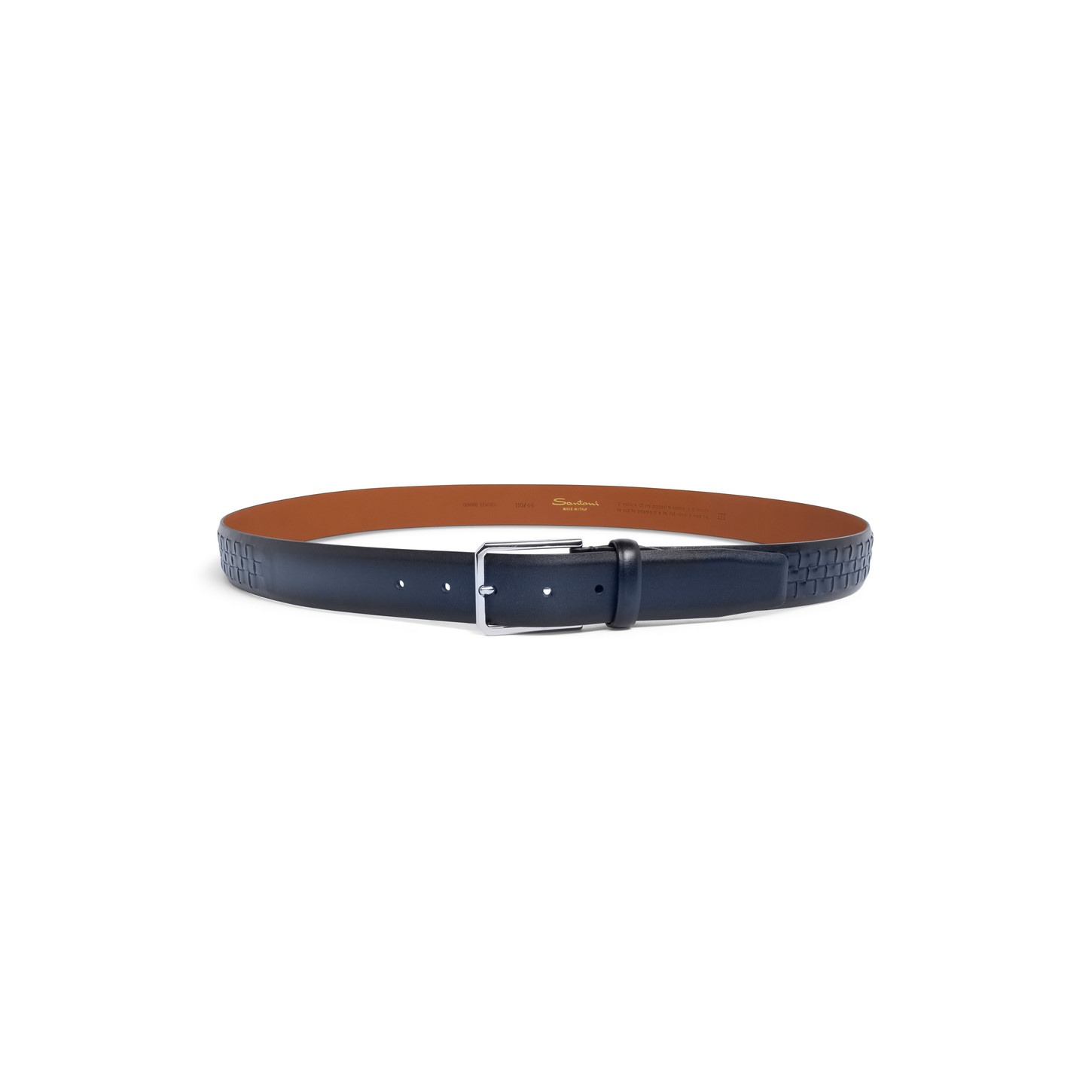 Men's blue woven leather adjustable belt - 3