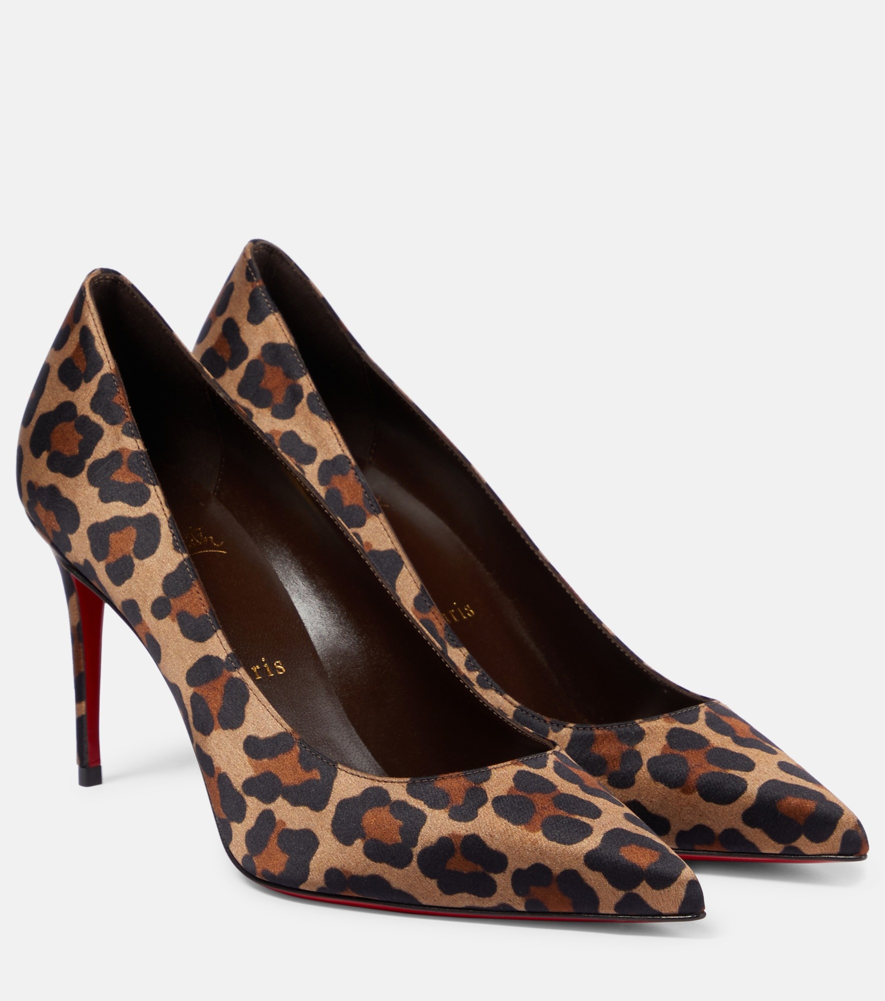 Kate 85 leopard-print satin pumps - 1