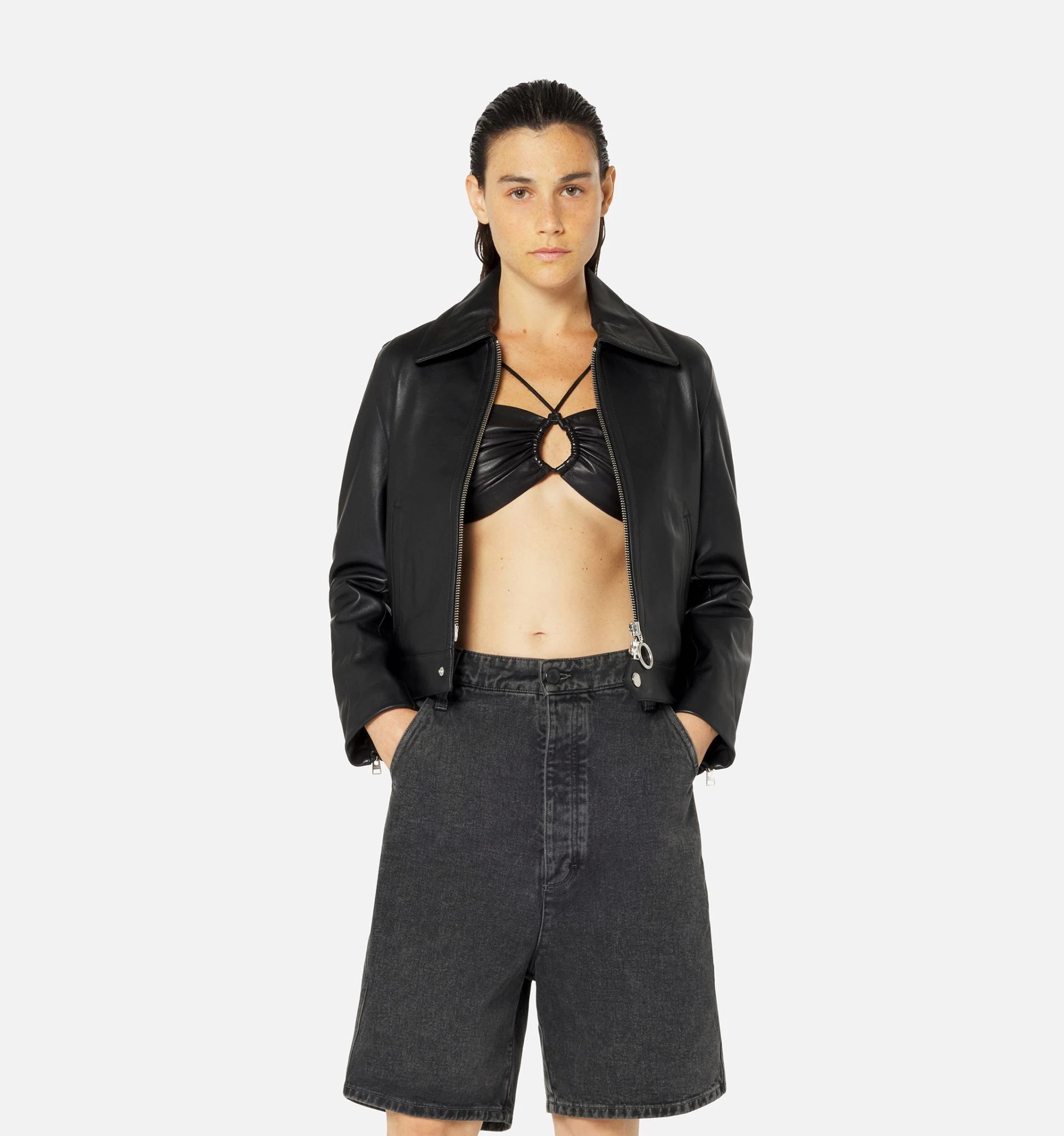 Smooth Leather Zipped Bomber - 2