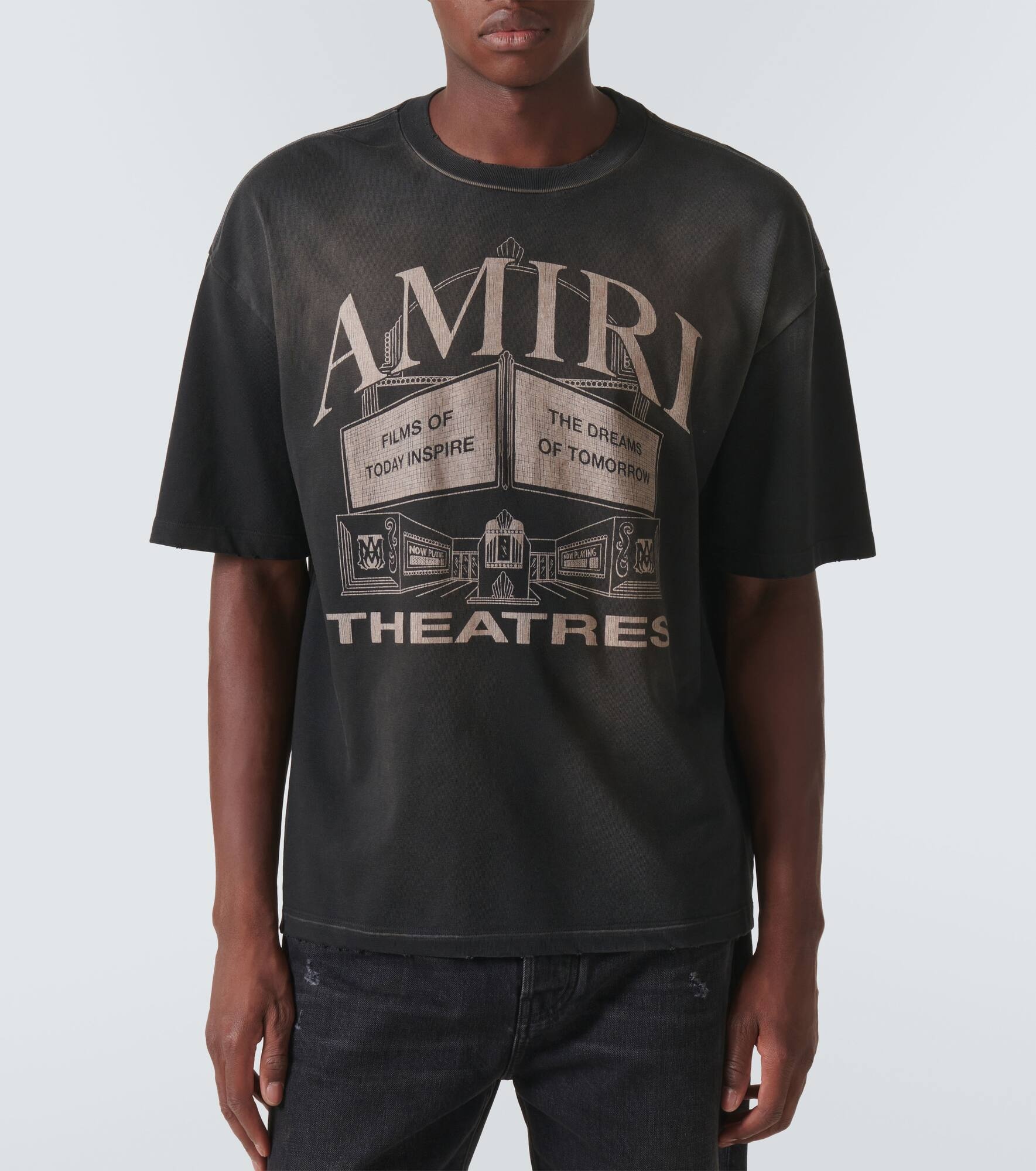 【AMIRI】 Theaters printed cotton jersey T-shirt AMIRI - Logo-Print Cotton-Jersey T-Shirt - Black Amiri