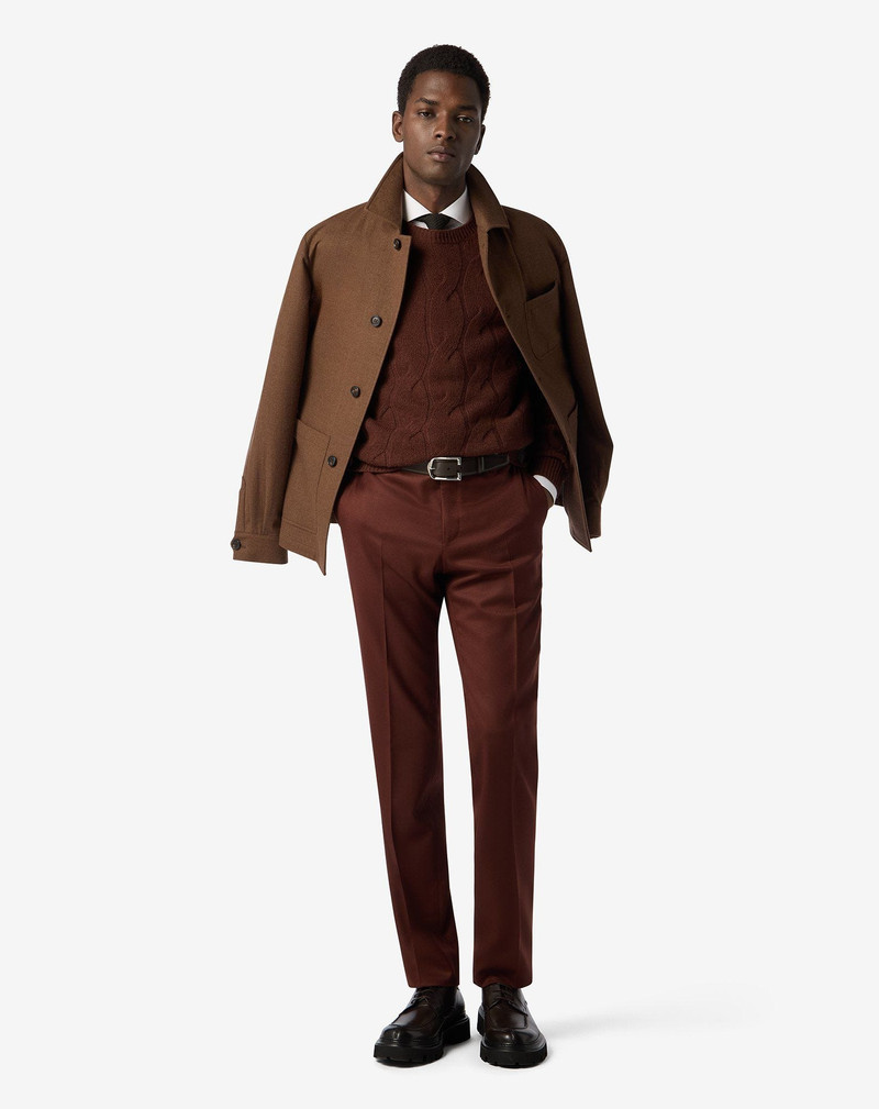 CORNELIANI Brown wool flannel trousers outlook