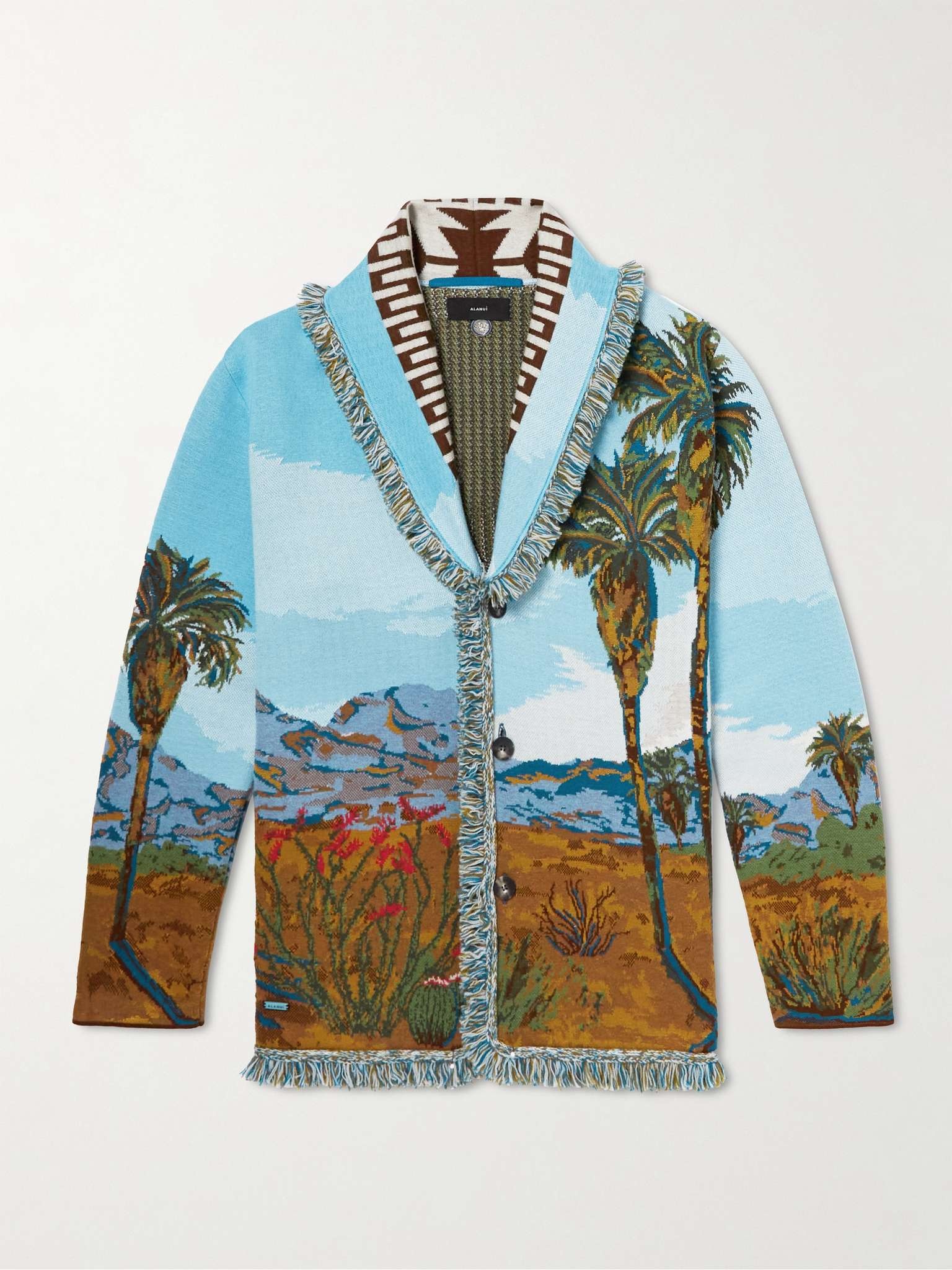 Fringed Cotton, Wool and Silk-Blend Jacquard Cardigan - 1