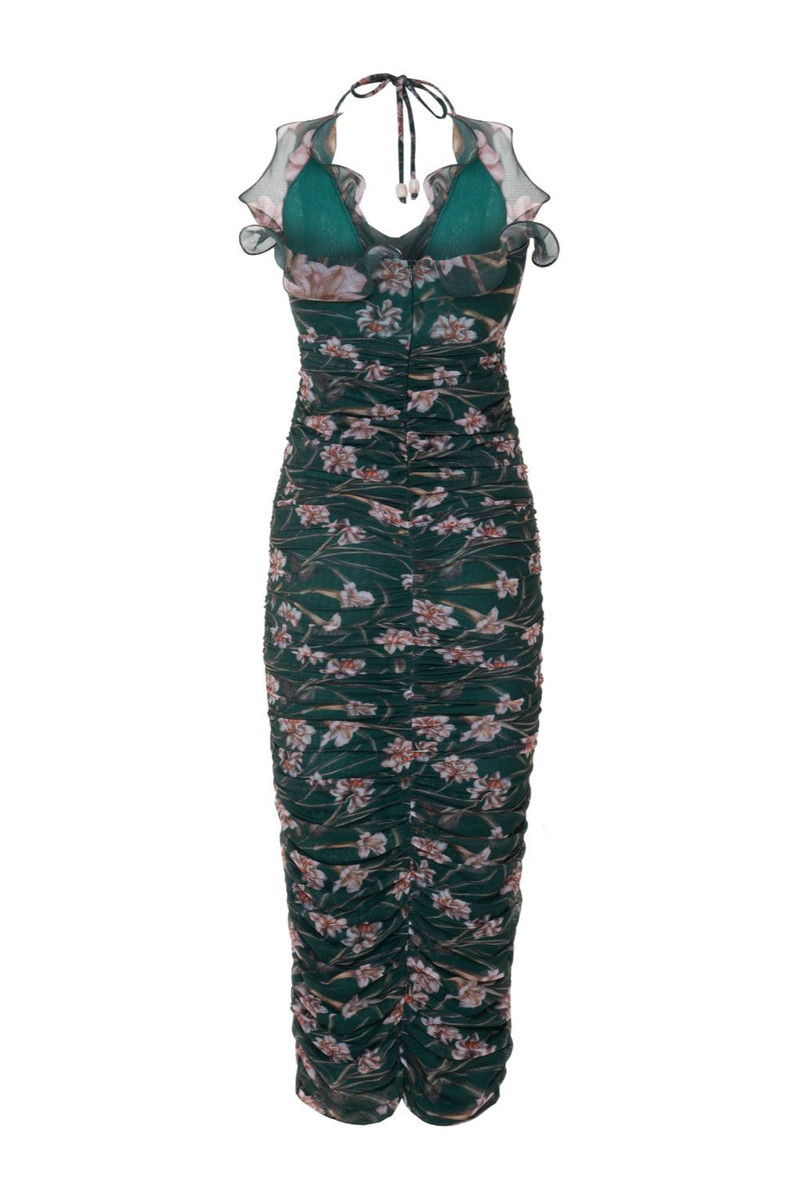 BOTANIC RETRO FLUTTER MIDI DRESS 5