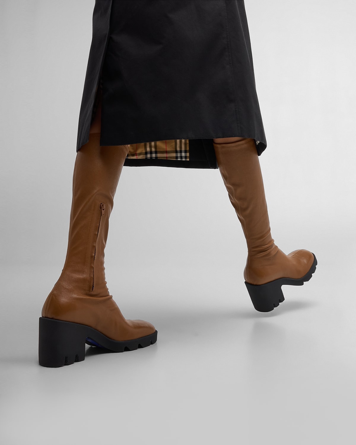 Stride Leather Lug-Sole Tall Boots - 2