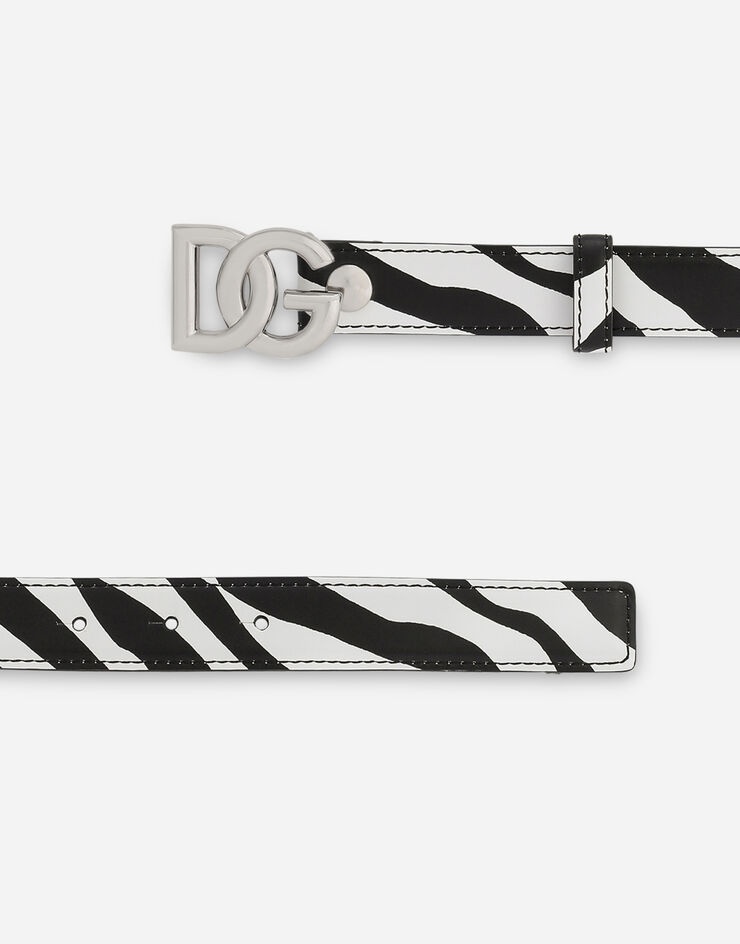 Printed calfskin belt with DG logo - 2