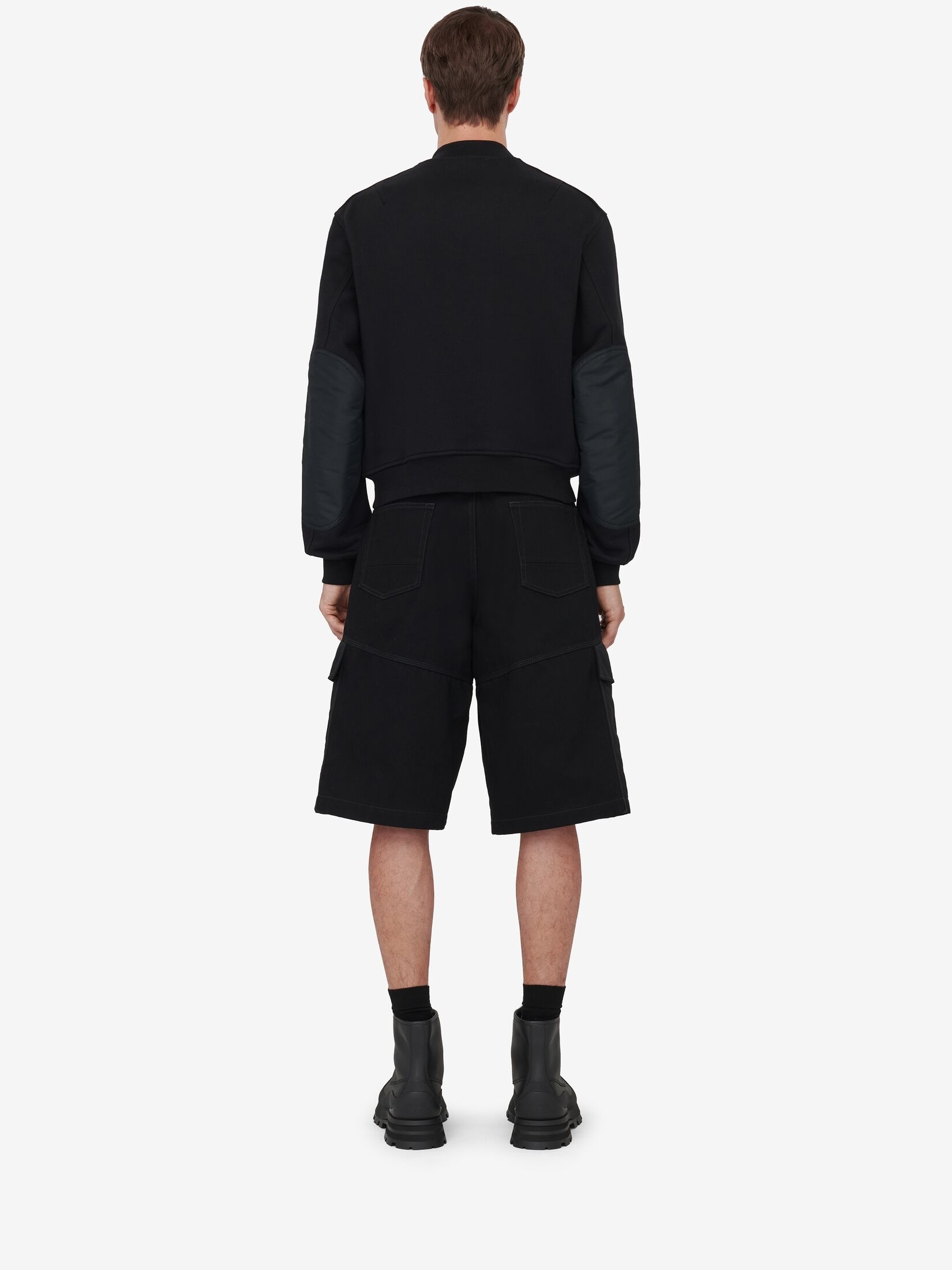 Men's Hybrid Bomber Jacket in Black - 4