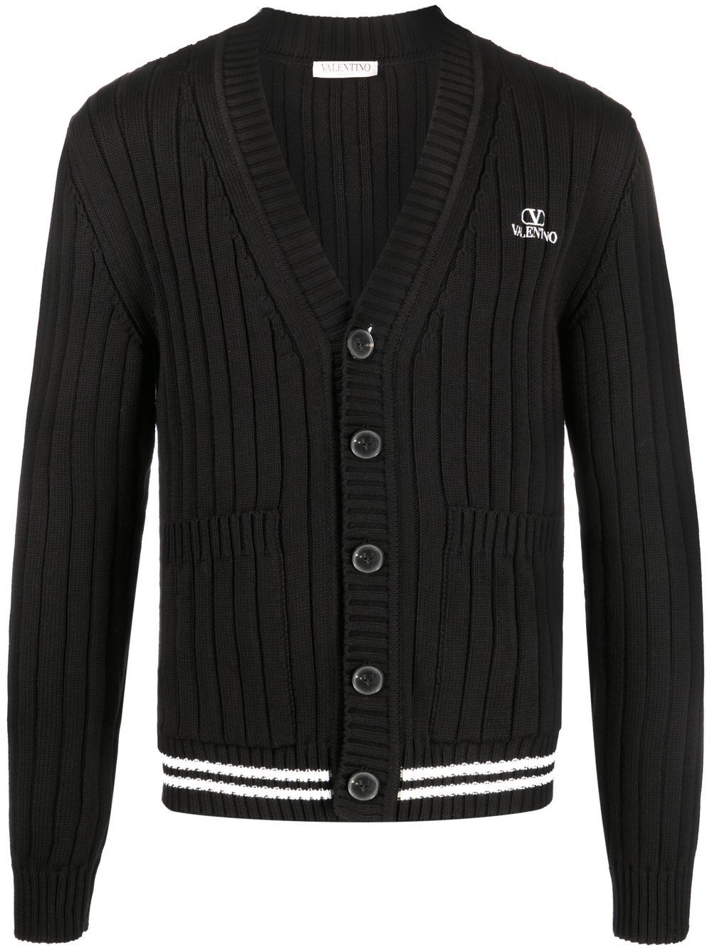 ribbed-knit V-neck cardigan - 1