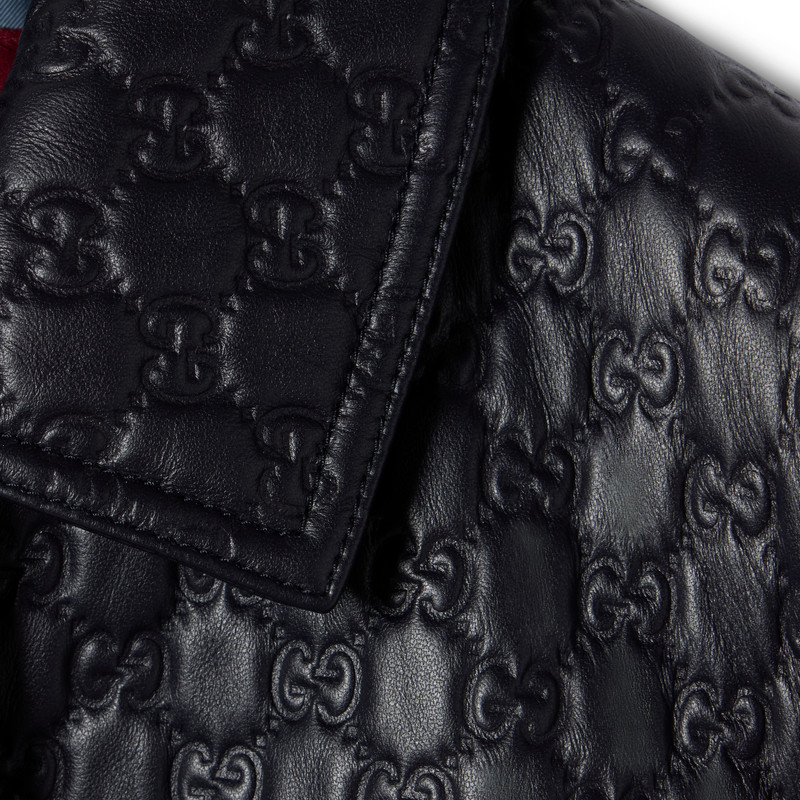 Embossed GG leather jacket 5