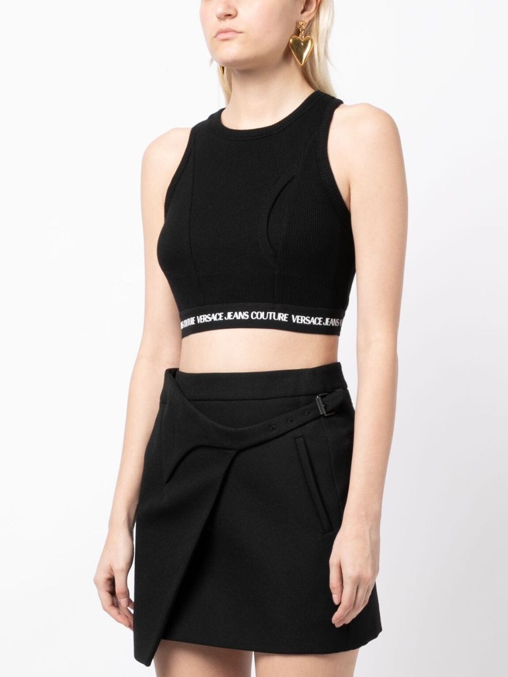 ribbed logo-underband cropped top - 5