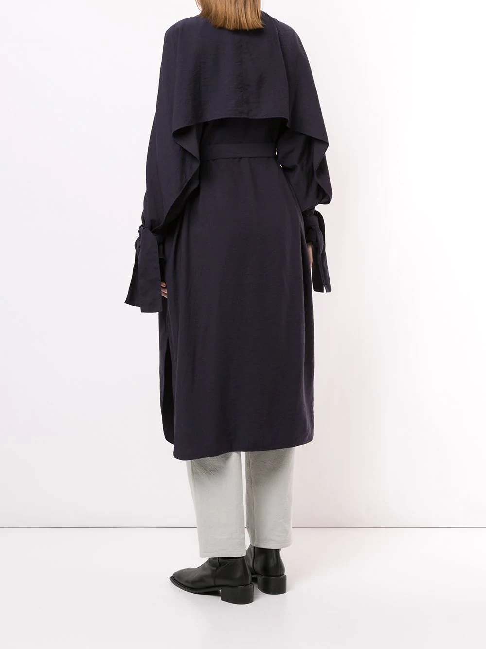 belted shirt dress with cape detail - 4