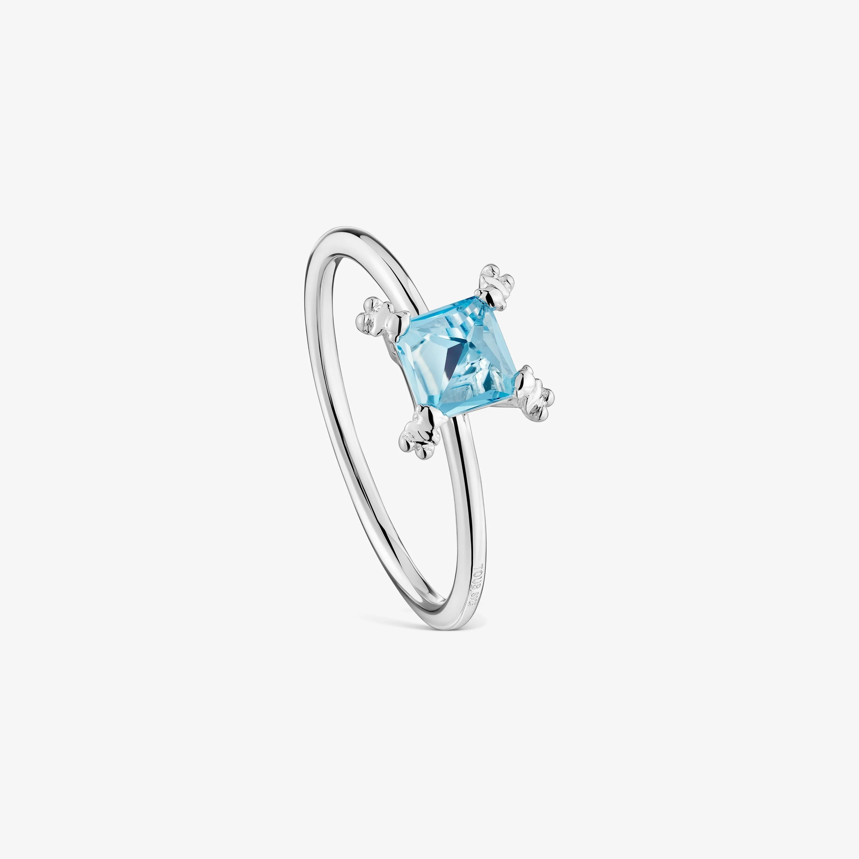 Silver Color Pills Ring with topaz - 1